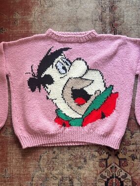 Vintage 1980's Handknit Fred Flintstone Sweater